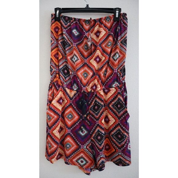 Tigerlily Women's Sz 6 Multicolor Strapless Zehra Playsuit Romper - Picture 1 of 12